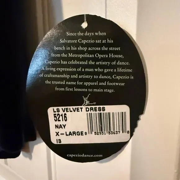 Vintage 90s Capezio Navy Velvet Dance Costume Dress NWT - Picture 4 of 4